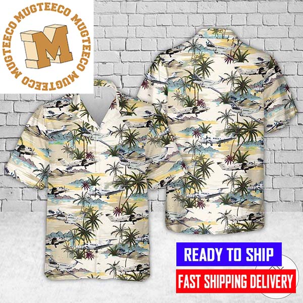 C-12 Huron Army Aviation Aircraft Palm Tree Pattern Hawaiian Shirt