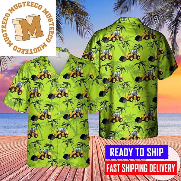 CAT 920 Compact Wheel Loader Pattern In Green Hawaiian Shirt