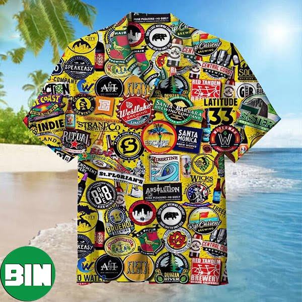 California Craft Beer Lable Summer Hawaiian Shirt