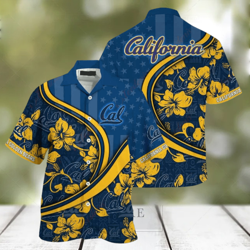 California Golden Bears US Flag Summer Aloha Shirt, NCAA Hawaiian