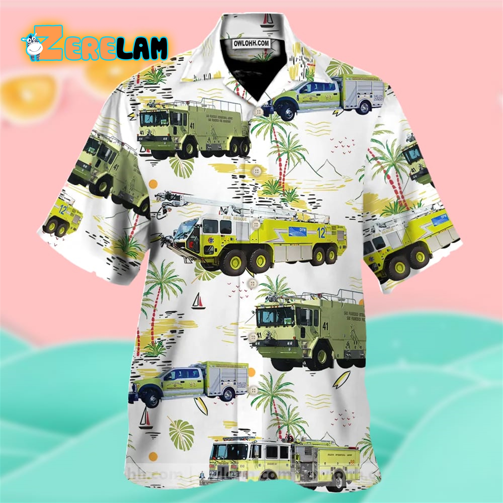 California San Francisco International Airport Fire Department Hawaiian Shirt