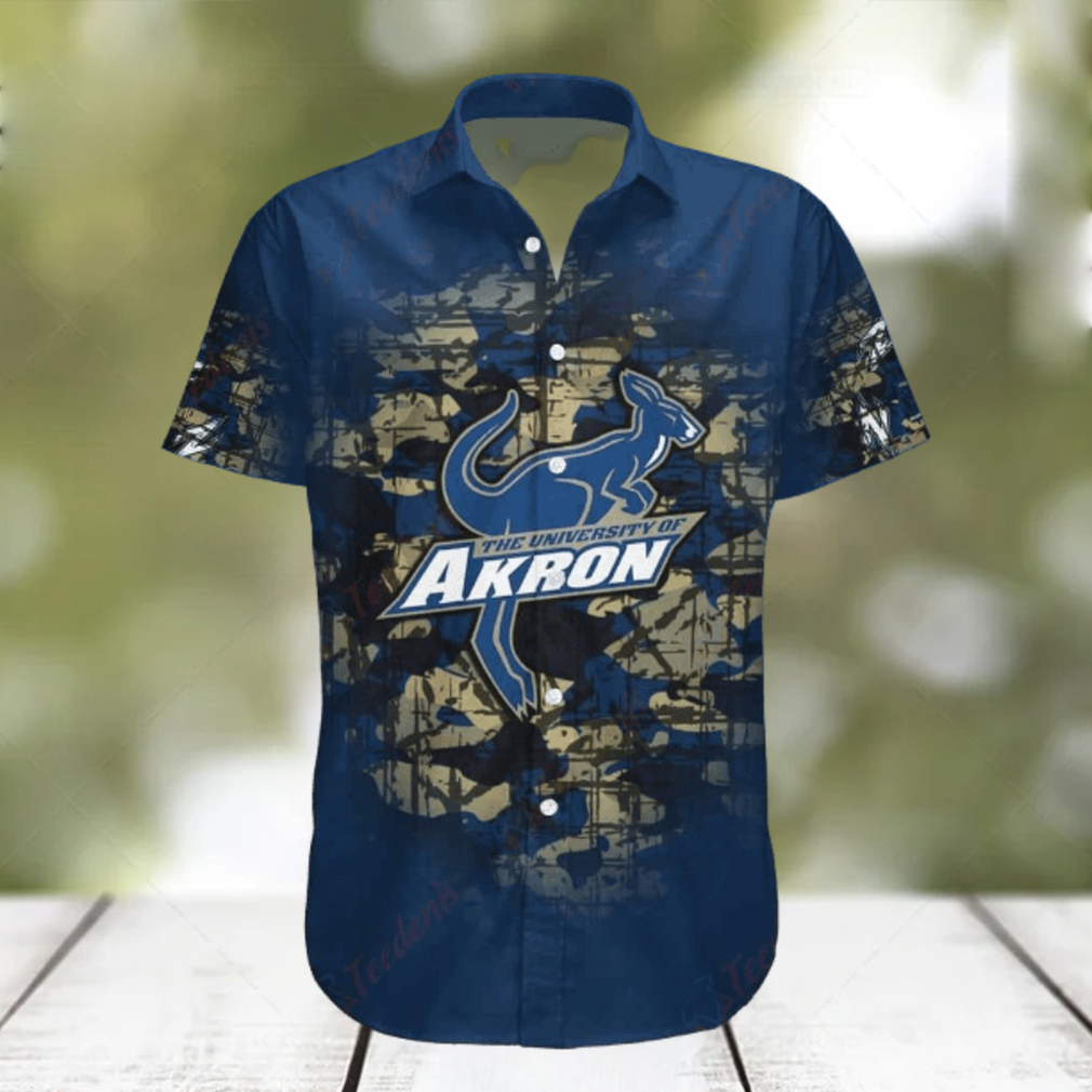 Camouflage Vintage Hawaiian Shirt, Akron Zips, NCAA Keepsake