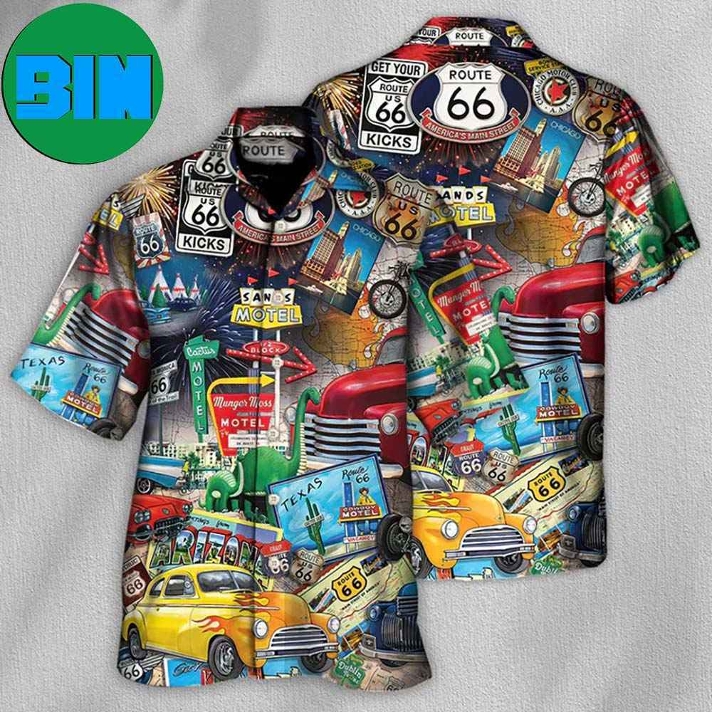 Car Route 66 Road Trip Puzzle Summer Hawaiian Shirt