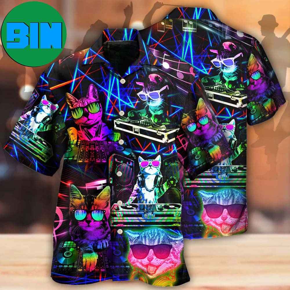 Cat DJ Cool Life Tropical Hawaiian Shirt