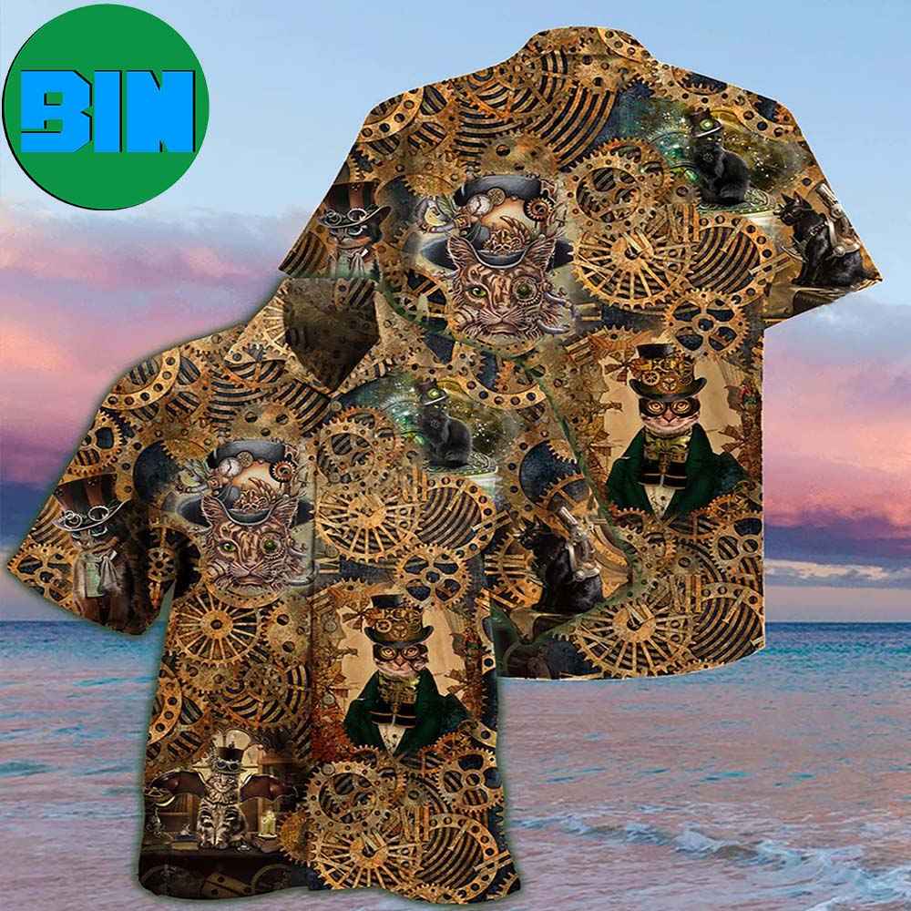 Cat Love Machine Vintage Tropical Hawaiian Shirt