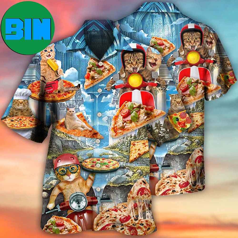 Cat Pizza Cat Funny Style Summer Hawaiian Shirt