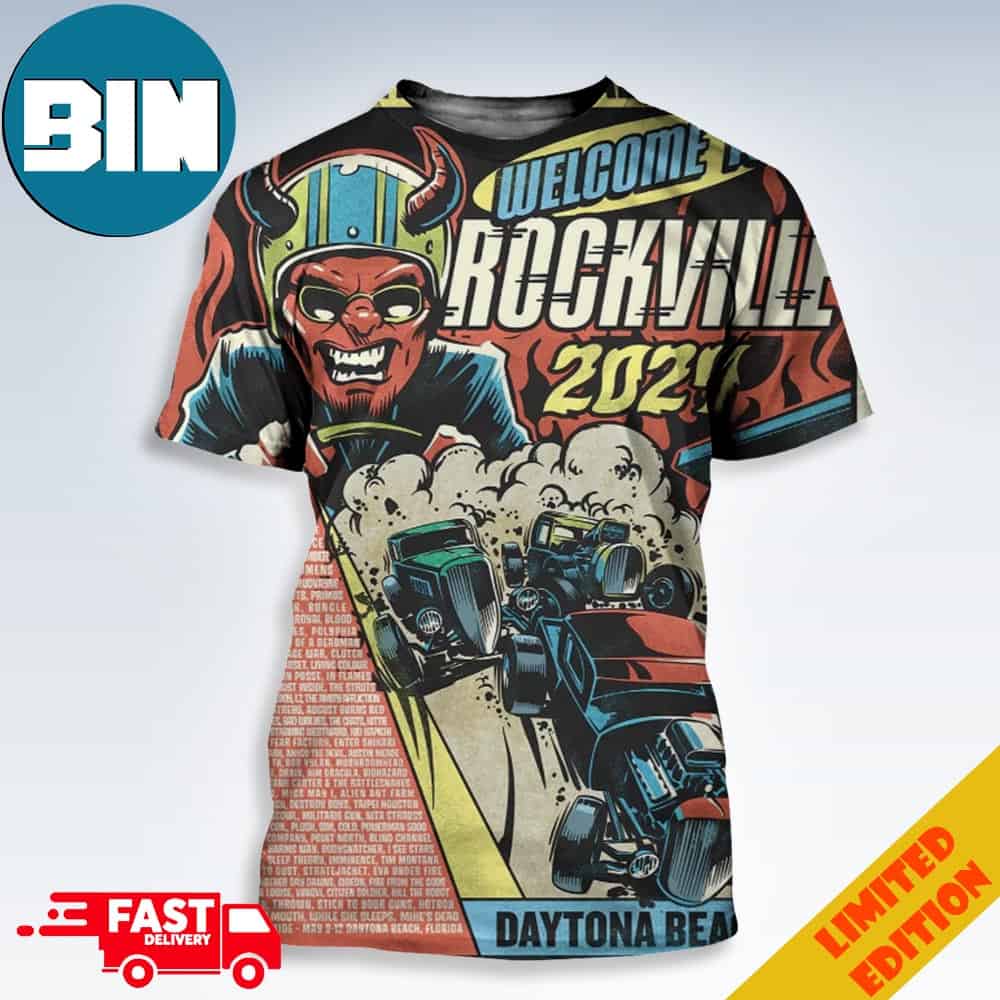 Daytona Beach Fl Welcome To Rockville Daytona International Speedway Line Up 2024 3D T-Shirt