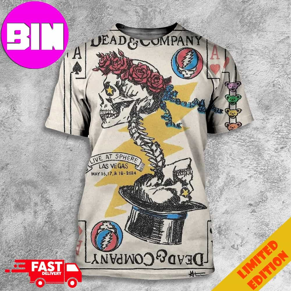 Dead And Company Limited Cards Live At Sphere Las Vegas May 16-17-18 2024 Grateful Dead 3D T-Shirt