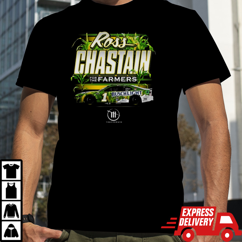 Ross Chastain For The Farmers Trackhouse Racing Team Collection Black Busch Light Car T-shirt