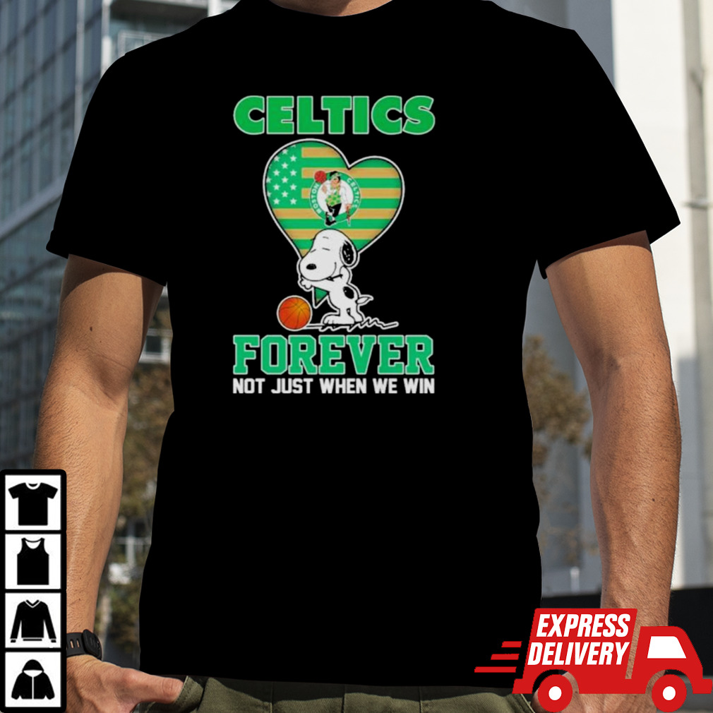 Snoopy Hug Boston Celtics Forever Not Just When We Win Shirt