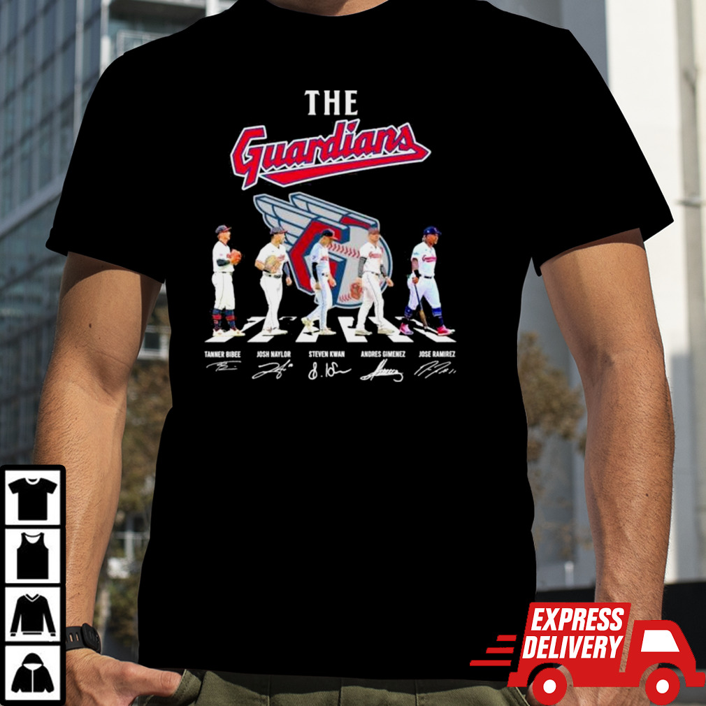 The Cleveland Guardians Abbey Road Bibee Naylor Steven Kwan Gimenez And Ramirez Signatures shirt