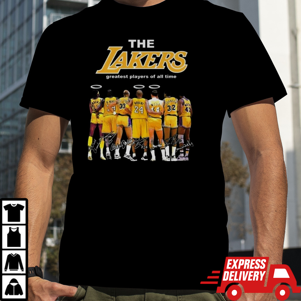 The Lakers Greatest Players Of All Time Kobe Bryant Jerry West Signatures 2024 T-shirt