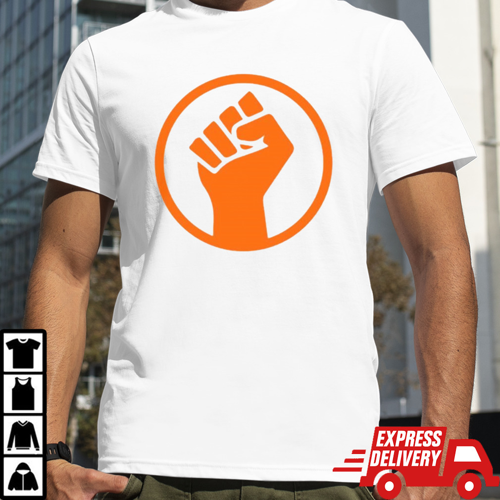 Mad Liberals Orange Fight Symbol Hand T-shirt