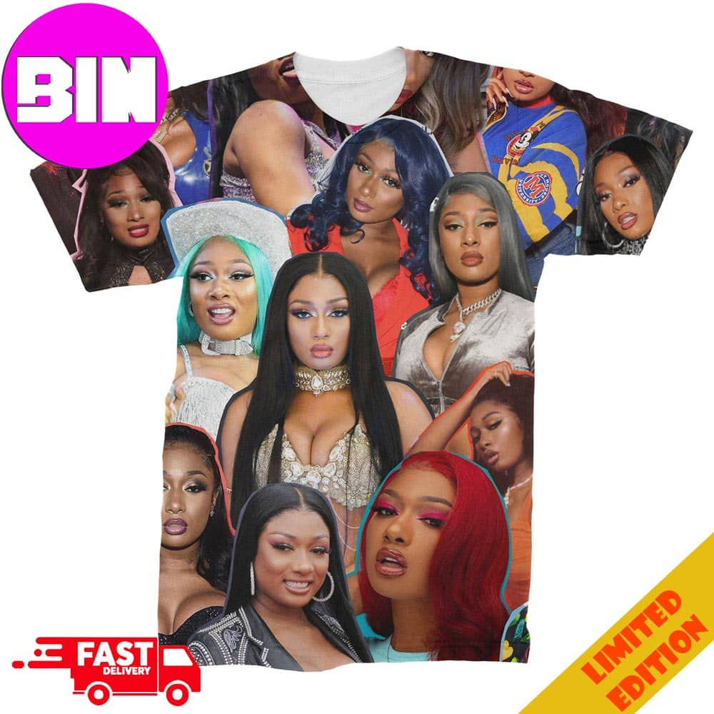 Megan Thee Stallion 3D Collage Face All Over Print Unisex T-Shirt copy