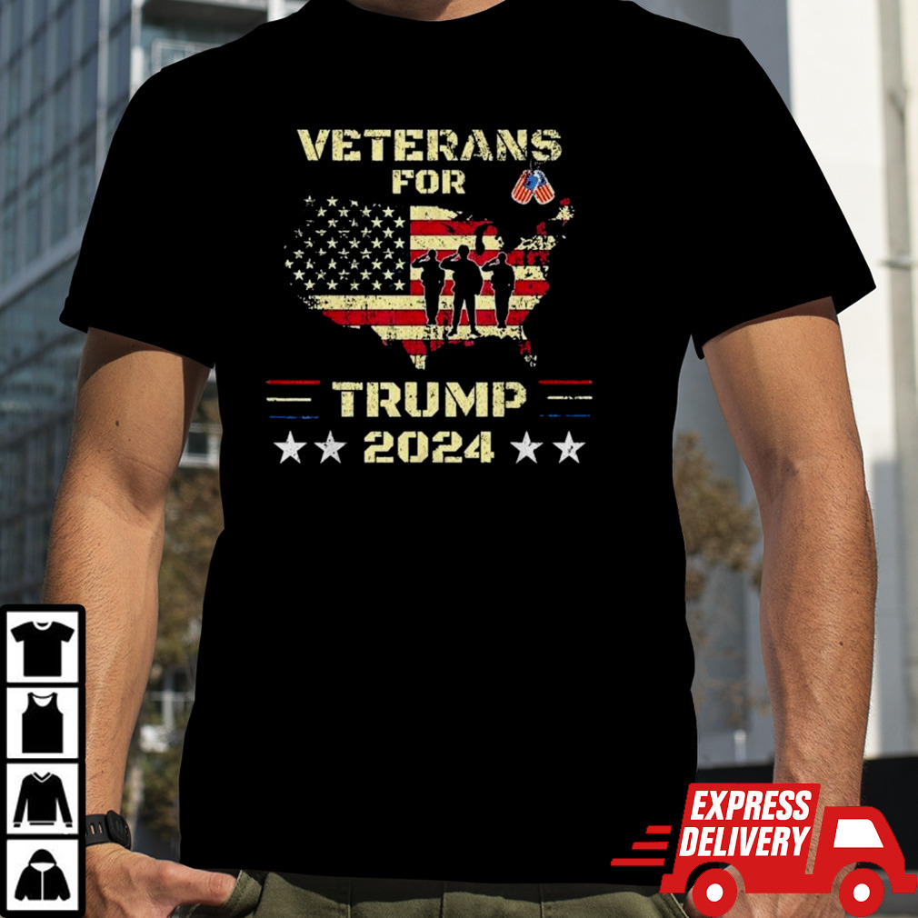 Veterans For Trump 2024 American Flag Election Dad Grandpa T-Shirt