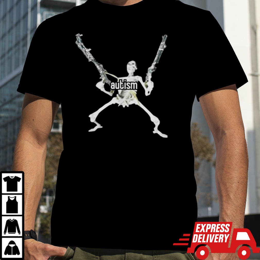 Vonalt Autism Skeleton With Guns T-shirt