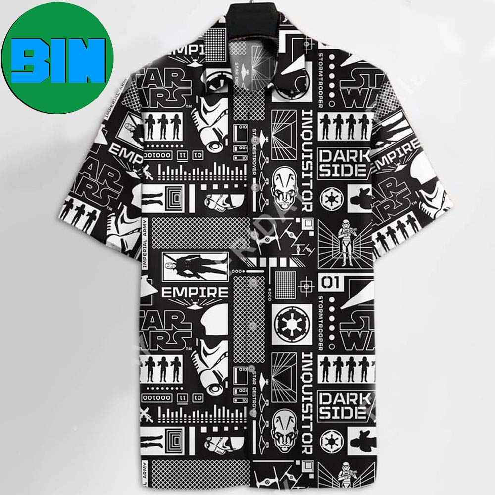 Character Star Wars Black And White Pattern Summer Hawaiian Shirt