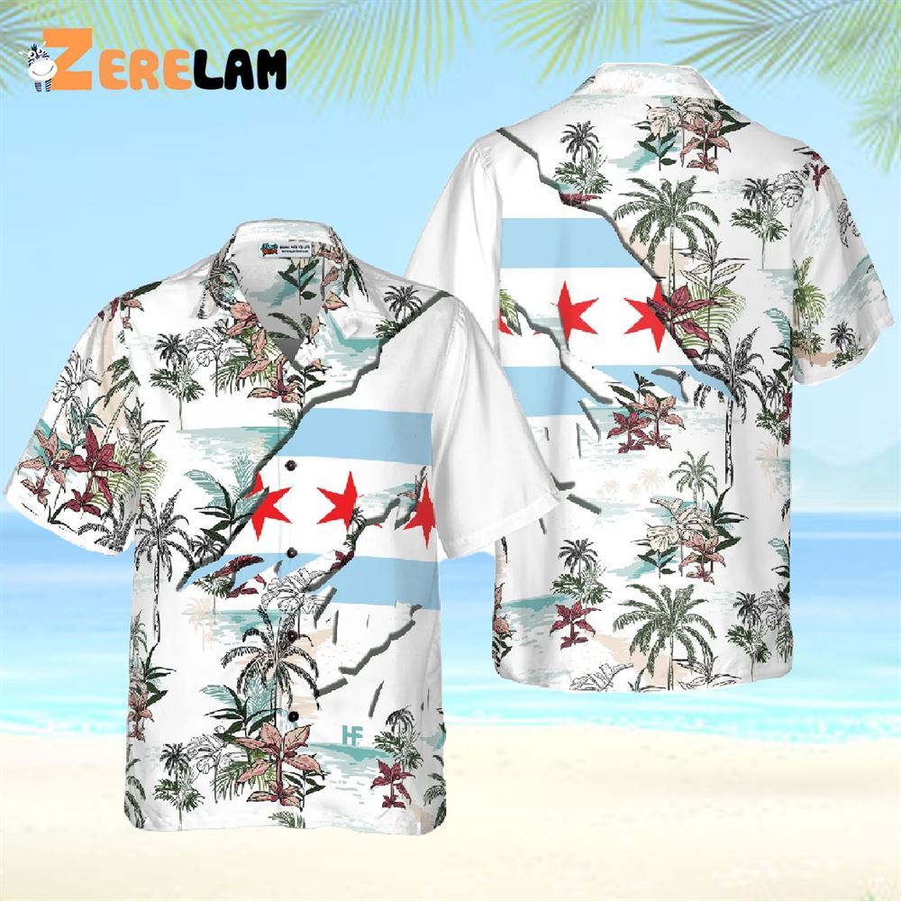 Chicago Tropical Palm Island Hawaiian Shirt, Perfect Gifts For Men