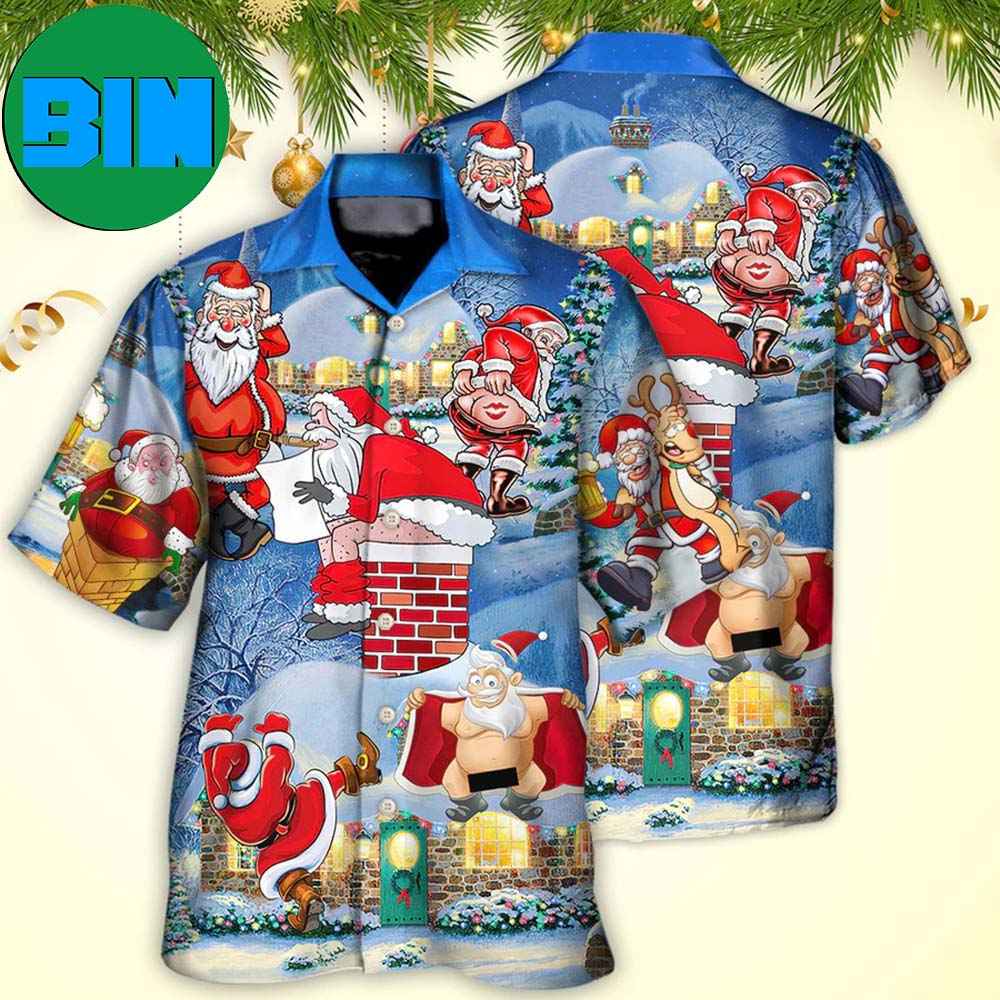 Christmas Rebellious Santa Claus Drunk Beer Troll Xmas Funny Summer Hawaiian Shirt