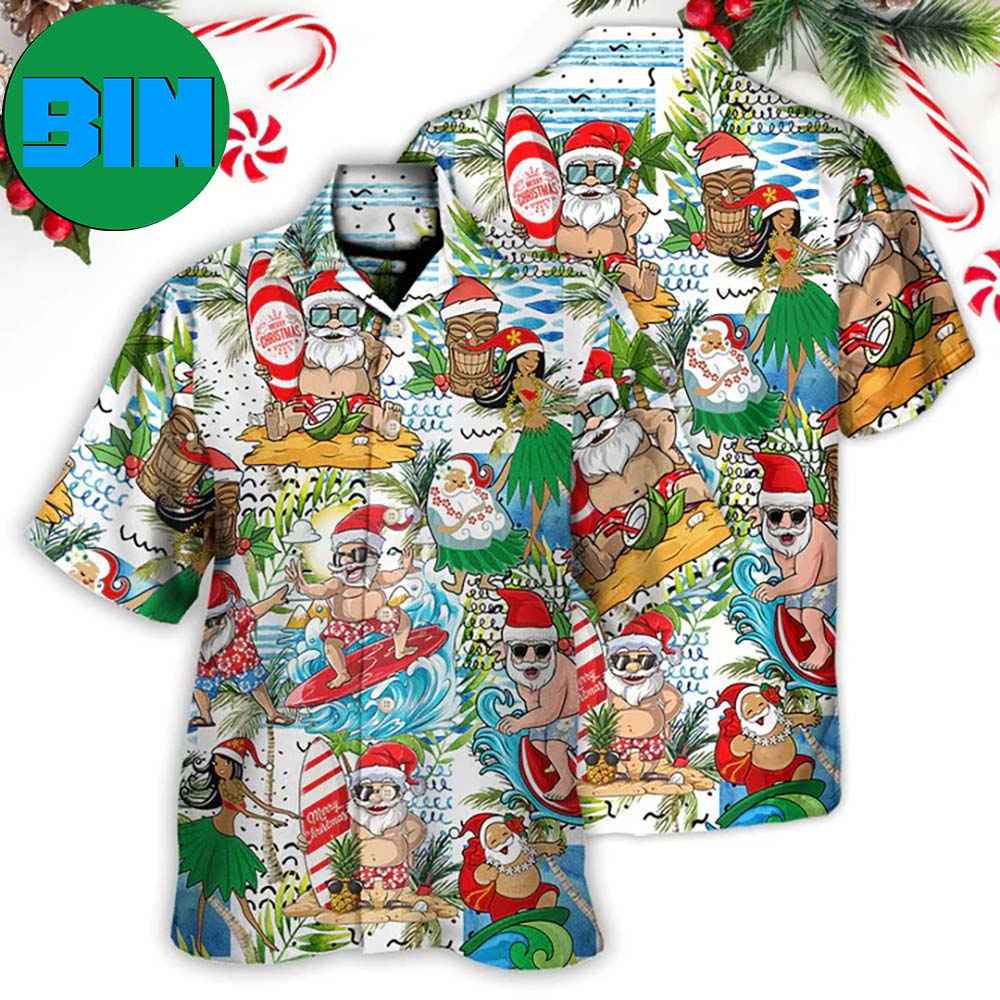 Christmas Santa Aloha Beach Vibe Tropical Hawaiian Shirt