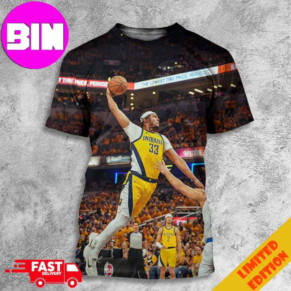 Myles Turner Detonates Slam Dunk Iconic Moment Indiana Pacers 3D Unisex T-Shirt