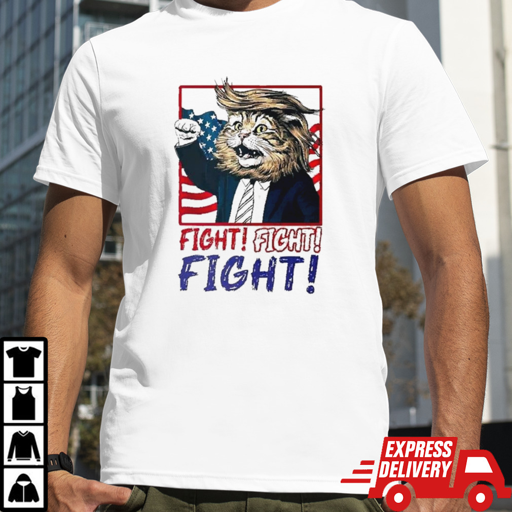 Cat Trump Shooting Fight Fight Fight T-shirt