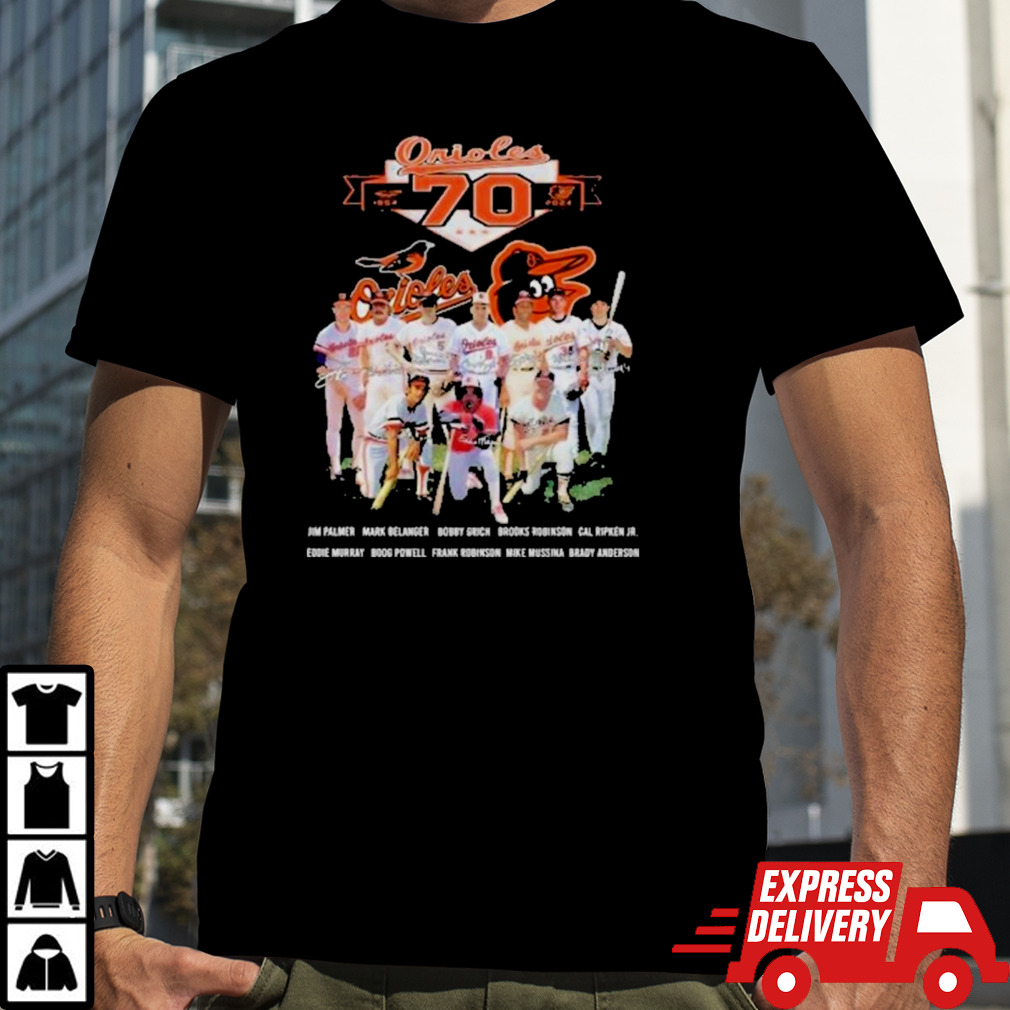 Baltimore Orioles 70 Years Of Legends From 1954 To 2024 T-Shirt