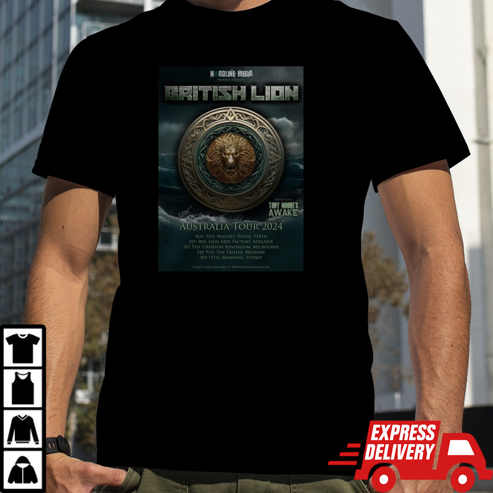 British Lion First Ever Tour Of Australia New Zealand And The US West Coast 2024 Tour T-shirt