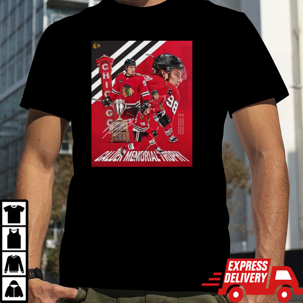 Chicago Blackhawks NHL Connor Bedard MVP Calder Memorial Trophy signature shirt