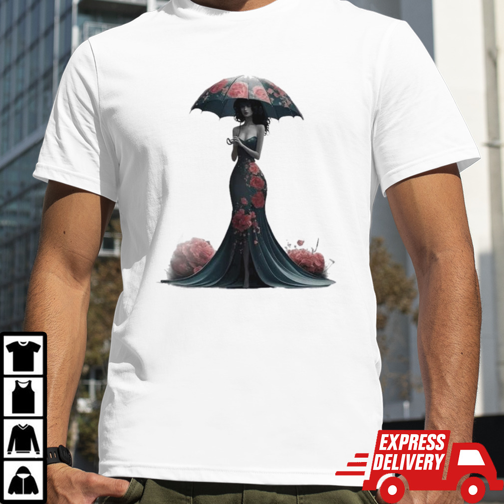 Figure In An Elegant Holding An Umbrella Shirt