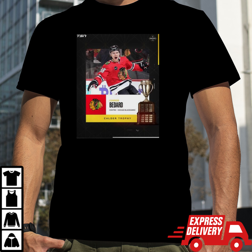 Connor Bedard Centre Chicago Blackhawks 2024 Calder Trophy Awards shirt