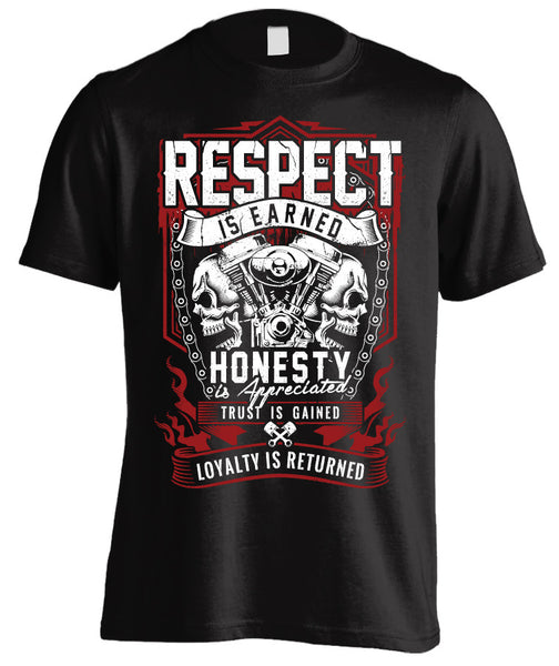 RESPECT IS EARNED SKULL & ENGINE