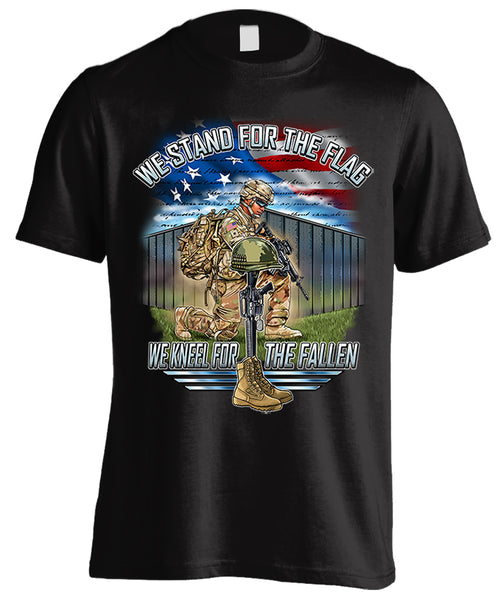 WE STAND FOR THE FLAG, WE KNEEL FOR THE FALLEN (FRONT PRINT) SHIRT