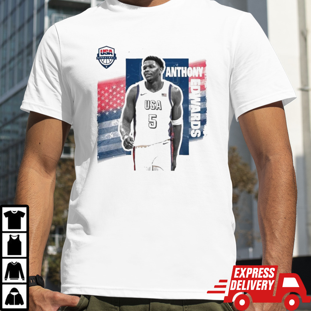 Anthony Edwards USA Basketball 2024 Summer Olympics Player Cutout T-shirt