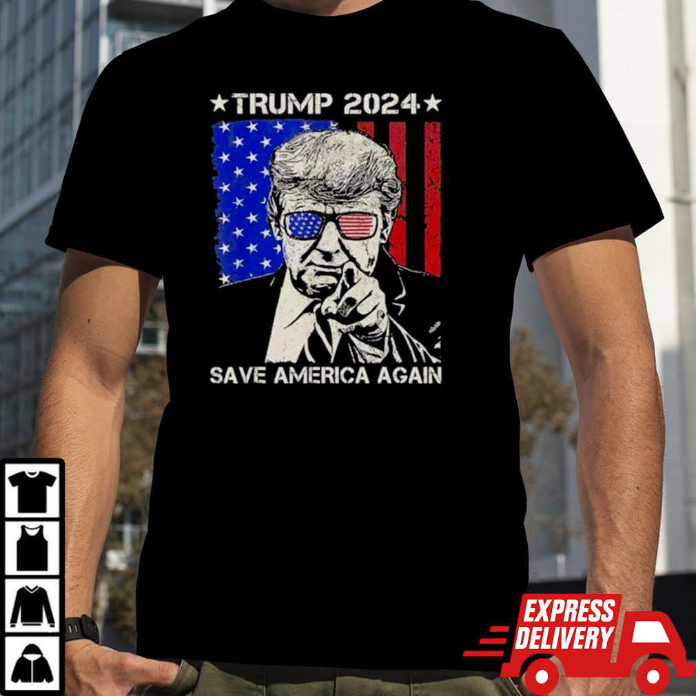 Donald Trump 2024 Save America Again American Flag shirt