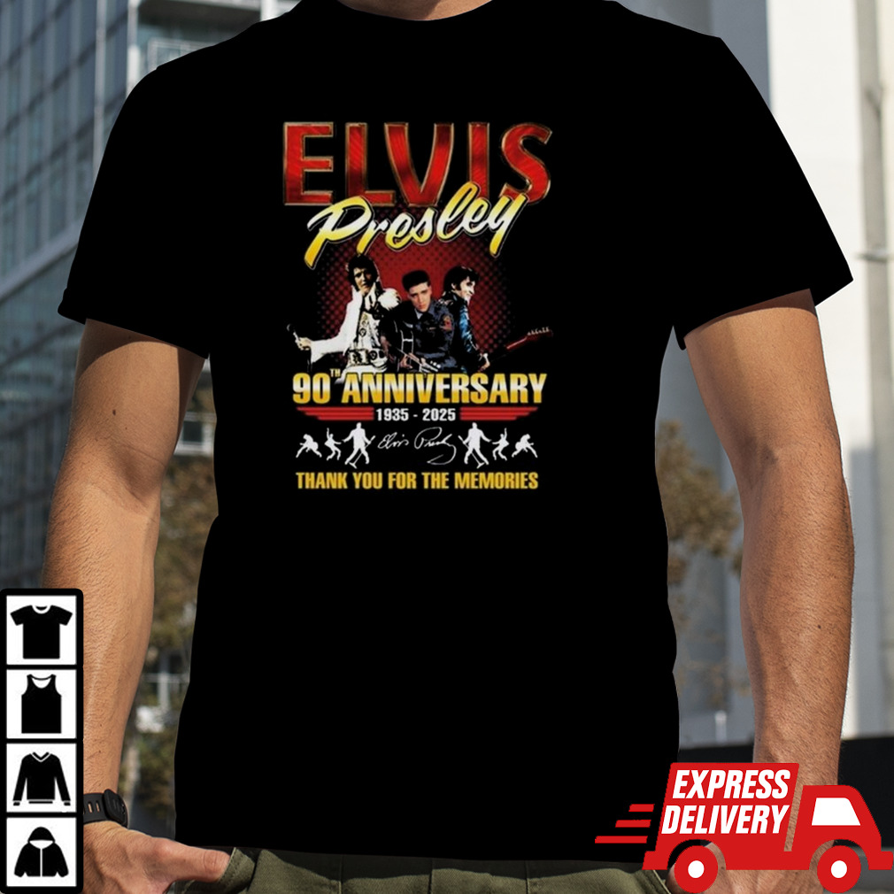 Elvis Presley 90th Anniversary Thank You For The Memories 1935-2025 Signature T-shirt