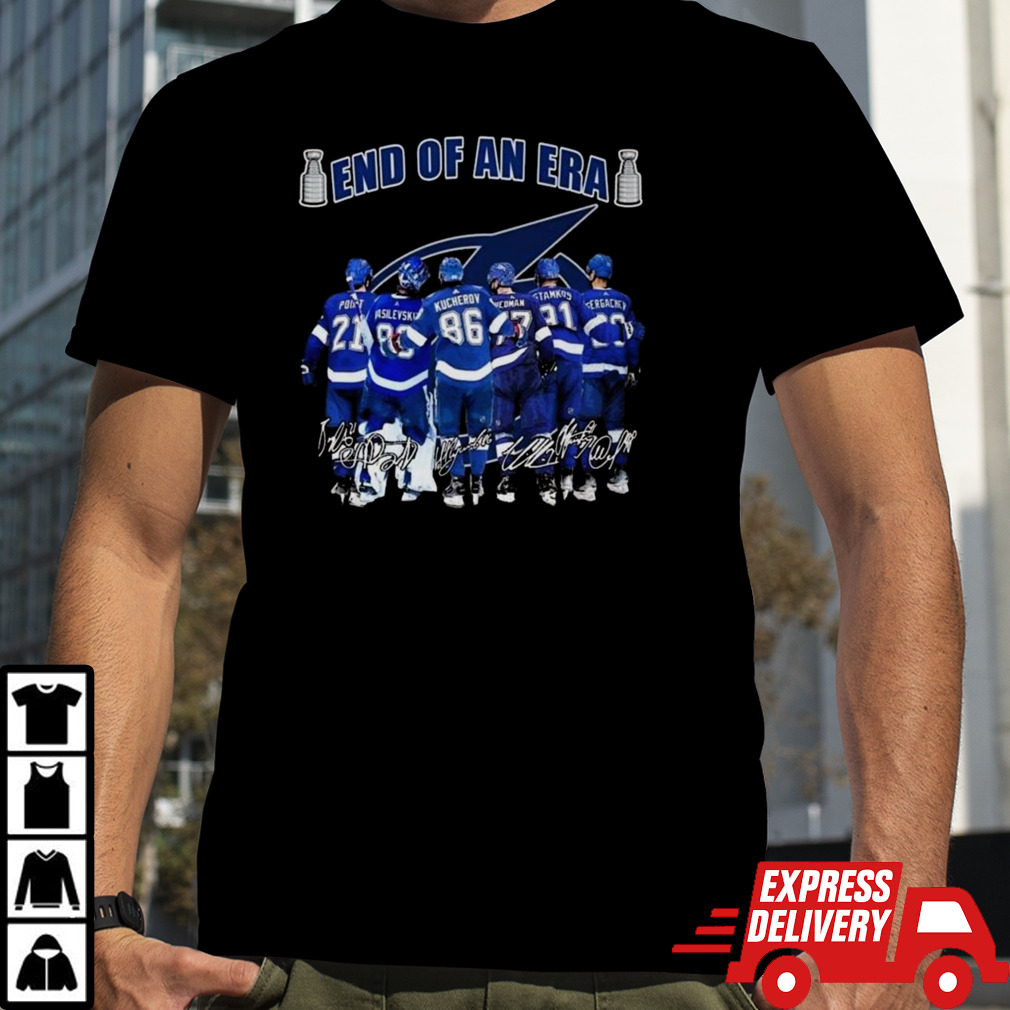 End Of An Era NHL Tampa Bay Lightning Ice Hockey Team Signatures T-shirt