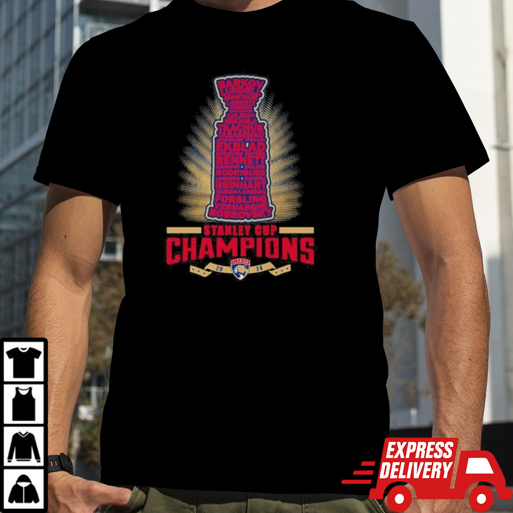 Florida Panthers Stanley Cup 2024 Champions Trophy Players Name shirt