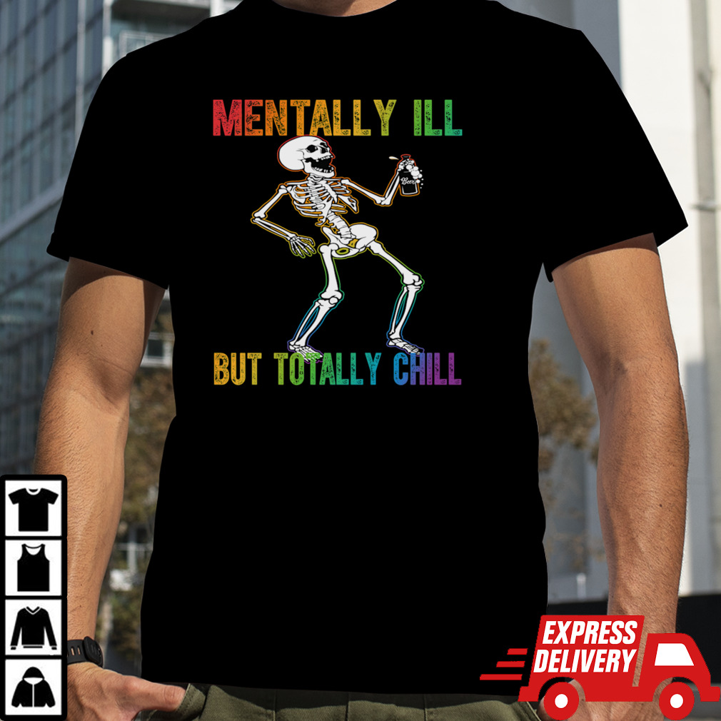 Gay Pride Skeleton Mentally Ill Rainbow Flag Lgbtq Dad Men T-Shirt