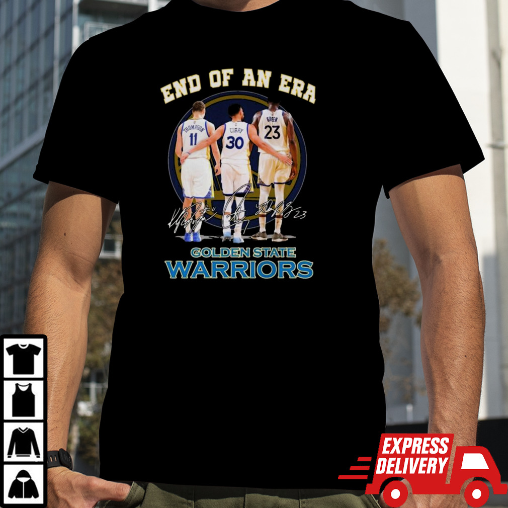 Golden State Warriors Klay Thompson’s Stephen Curry And Draymond Green End Of An Era Signatures T-shirt