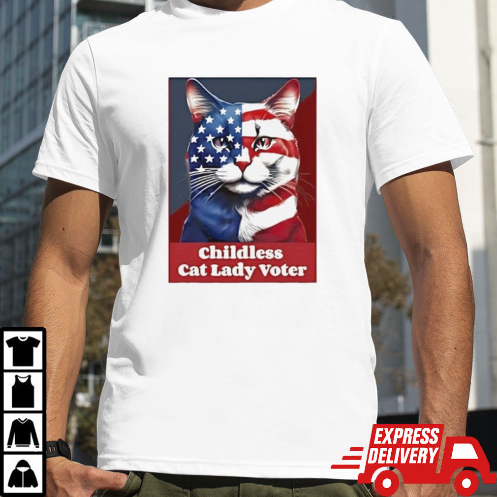 Patriotic Cat Childless Cat Lady Voter Kamala Harris T-shirt