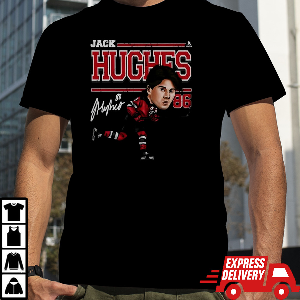 Jack Hughes New Jersey Cartoon T Shirt