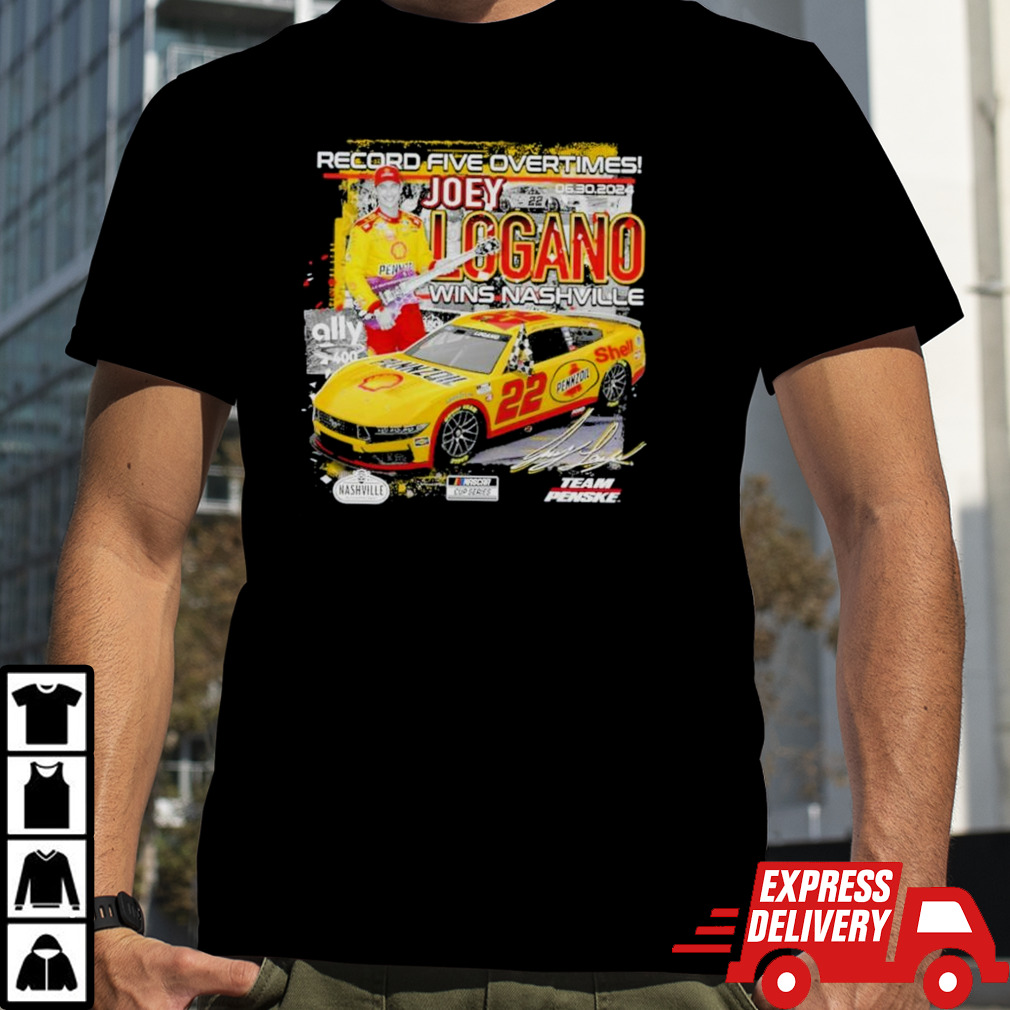 Joey Logano checkered flag sports 2024 Ally 400 Race Winner record five overtimes shirt