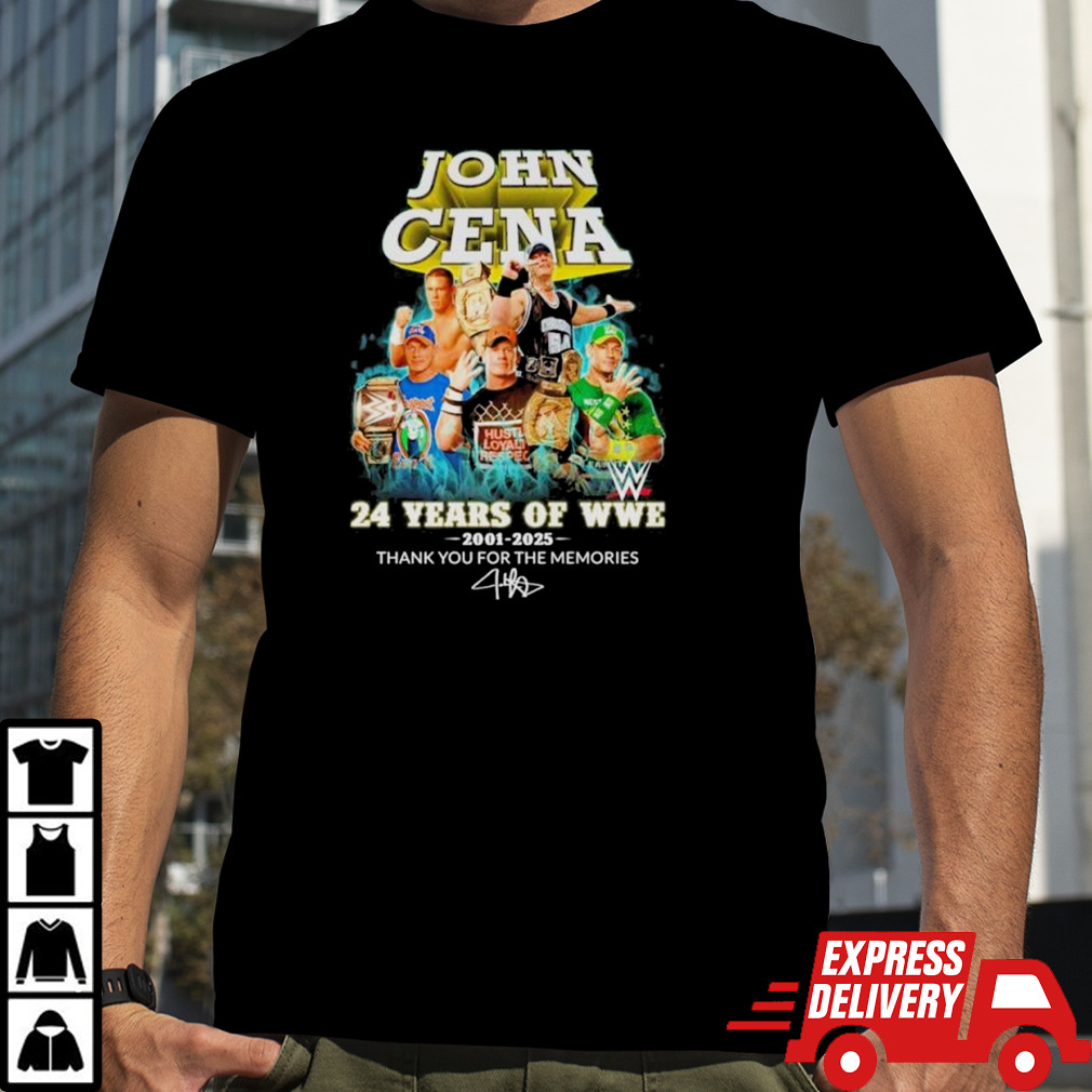 John Cena 24 Years Of WWE 2001-2025 Thank You For The Memories T-Shirt