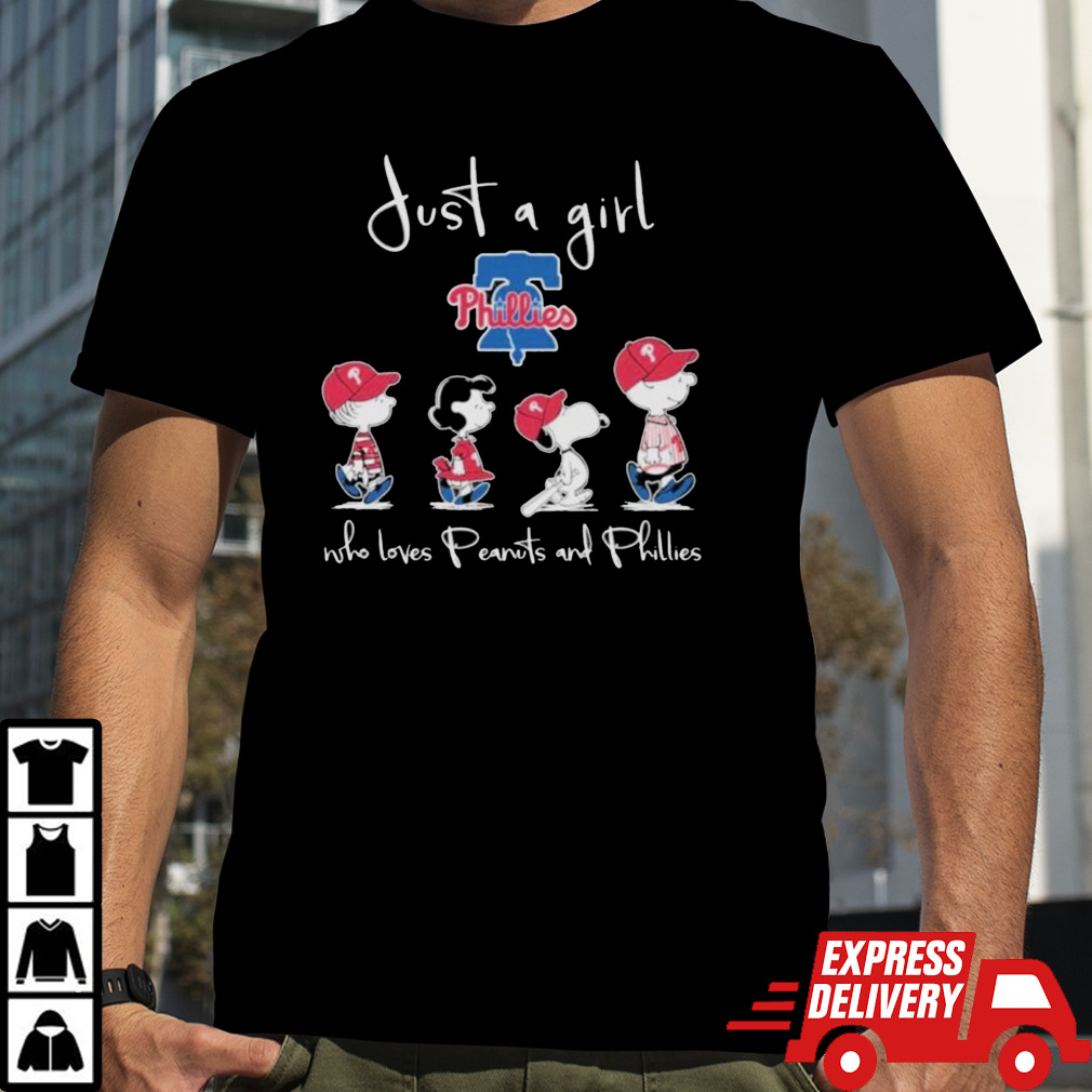 Just A Girl Who Loves Peanuts Characters And Philadelphia Phillies 2024 Shirt