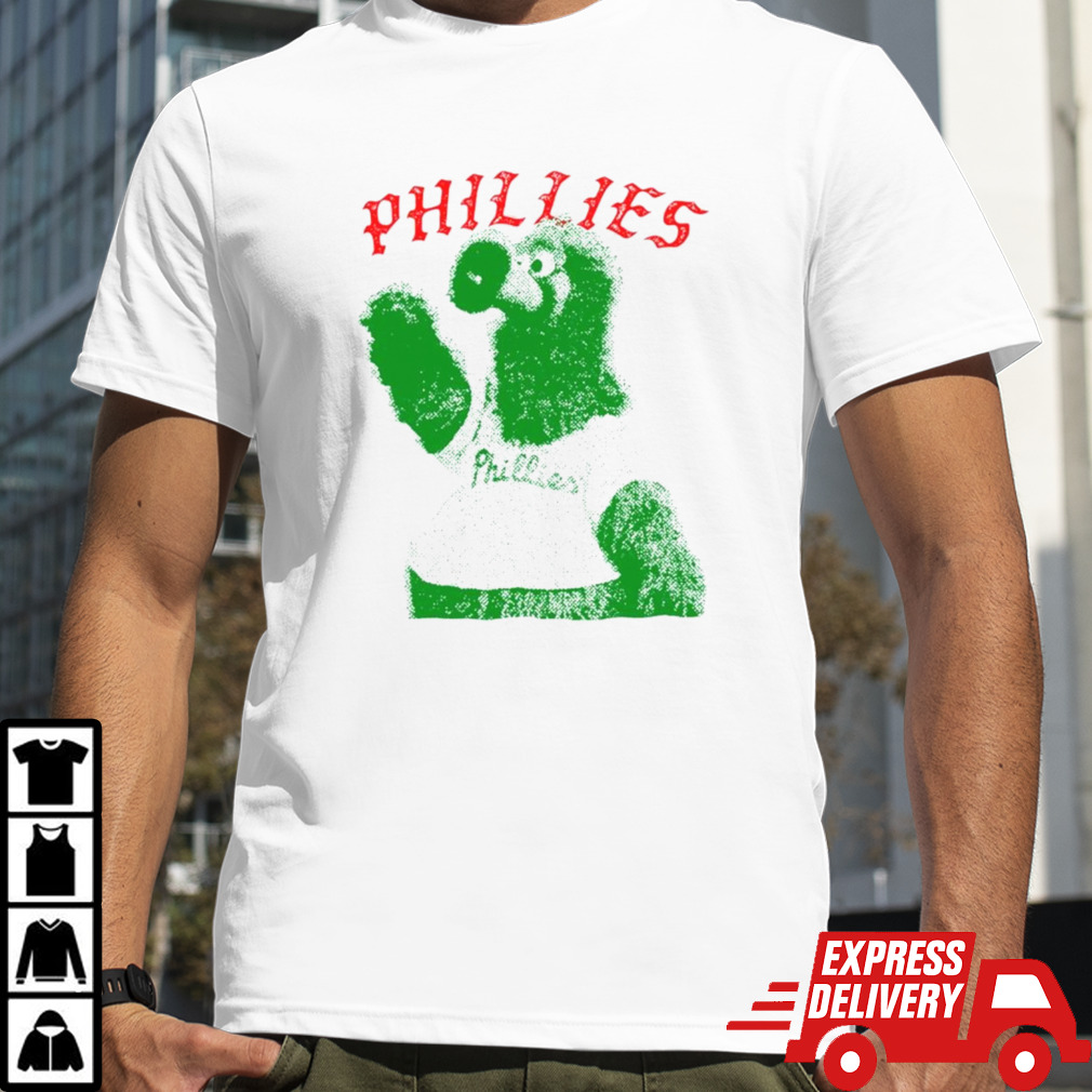 The Phillies Green Mascot With Phillies Shirt