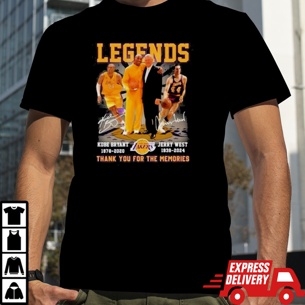 Kobe Bryant 1978-2020 & Jerry West 1938-2024 Legends Signature Thank You For The Memories Unisex T-Shirt